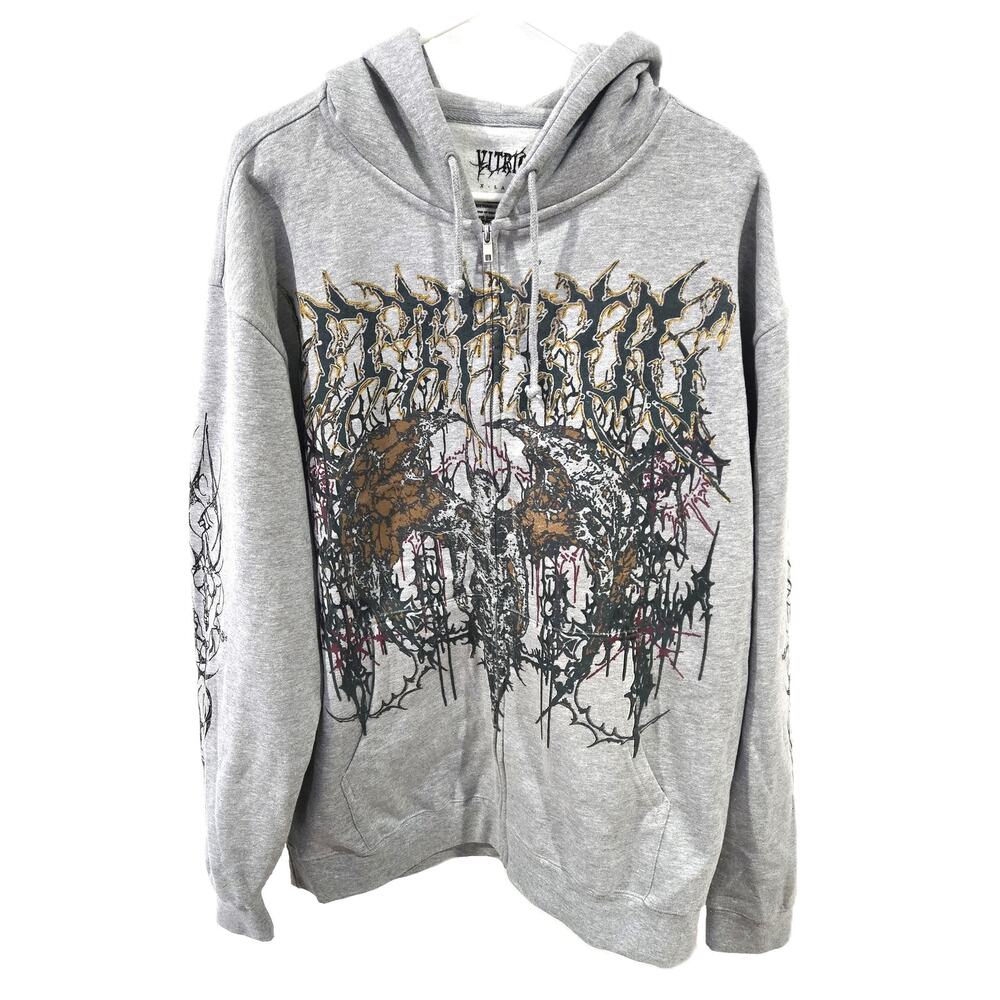 Vitriol Sz XL Mens Grey Fallen Angel  Zip Hoodie